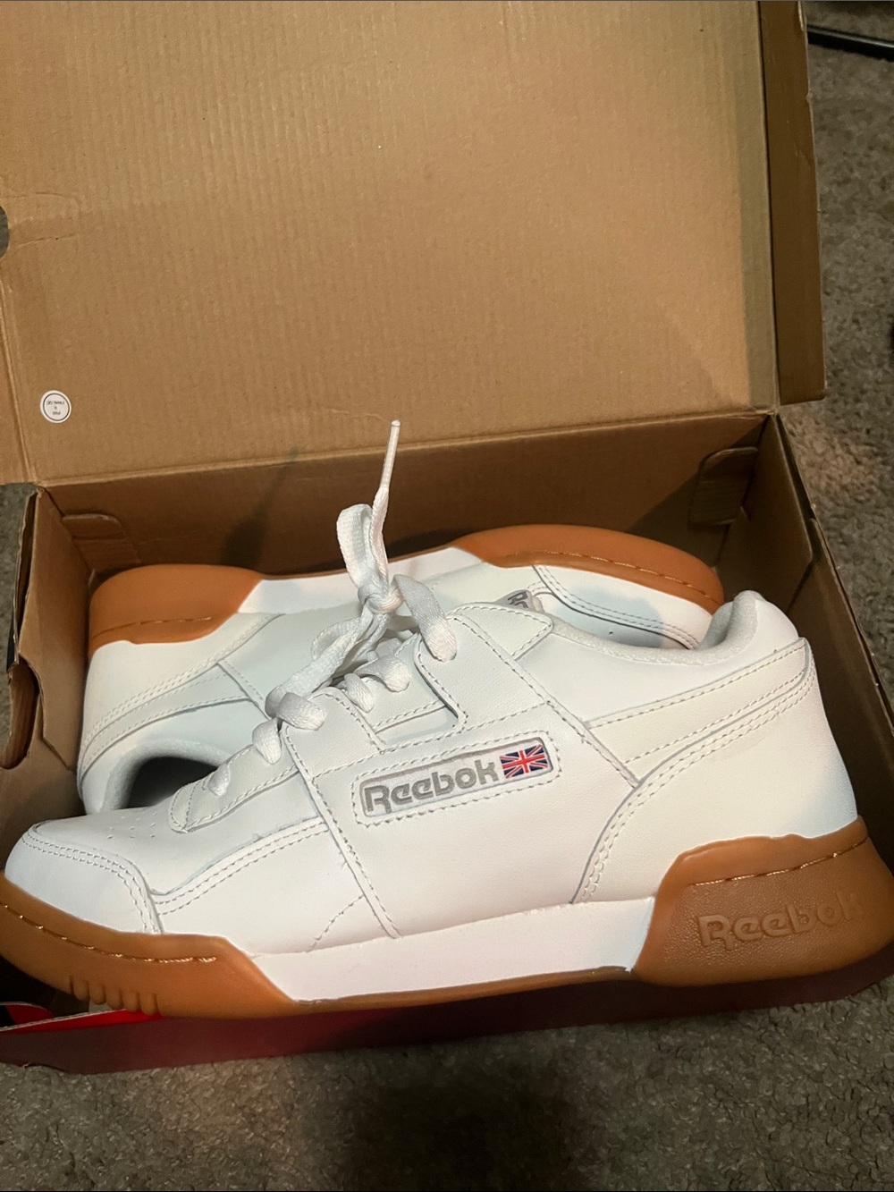 Reebok White Leather Sneakers with Gum Outsole